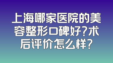 上海哪家医院的美容整形口碑好？术后评价怎么样？