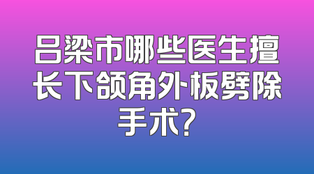 吕梁市哪些医生擅长下颌角外板劈除手术？