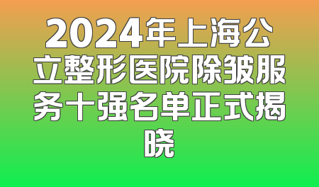 2024年上海公立整形医院除皱服务十强名单正式揭晓