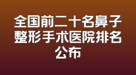全国前二十名鼻子整形手术医院排名公布