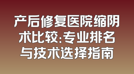 产后修复医院缩阴术比较：专业排名与技术选择指南