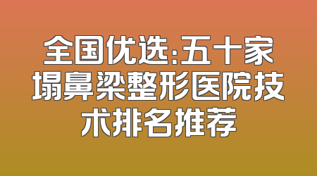 全国优选：五十家塌鼻梁整形医院技术排名推荐