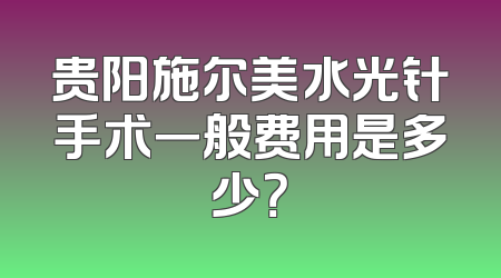 贵阳施尔美水光针手术一般费用是多少？