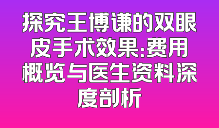 探究王博谦的双眼皮手术效果：费用概览与医生资料深度剖析