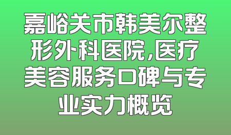 嘉峪关市韩美尔整形外科医院，医疗美容服务口碑与专业实力概览