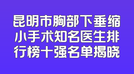 昆明市胸部下垂缩小手术知名医生排行榜十强名单揭晓