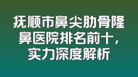 抚顺市鼻尖肋骨隆鼻医院排名前十，实力深度解析