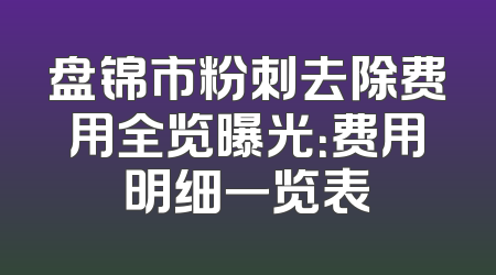 盘锦市粉刺去除费用全览曝光：费用明细一览表