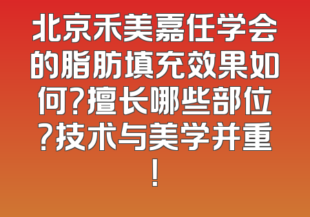 北京禾美嘉任学会的脂肪填充效果如何？擅长哪些部位？技术与美学并重！