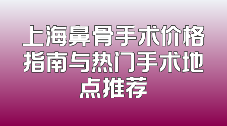 上海鼻骨手术价格指南与热门手术地点推荐