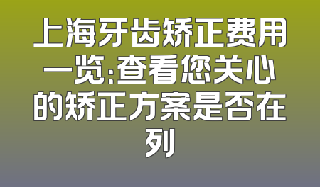 上海牙齿矫正费用一览：查看您关心的矫正方案是否在列