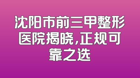 沈阳市前三甲整形医院揭晓，正规可靠之选