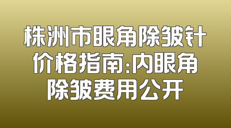 株洲市眼角除皱针价格指南：内眼角除皱费用公开