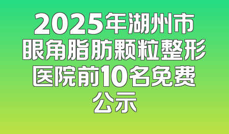 2025年湖州市眼角脂肪颗粒整形医院前10名免费公示