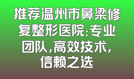 推荐温州市鼻梁修复整形医院：专业团队，高效技术，信赖之选