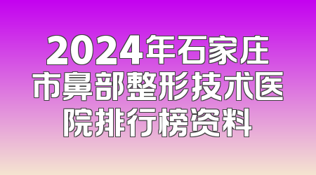 2024年石家庄市鼻部整形技术医院排行榜资料