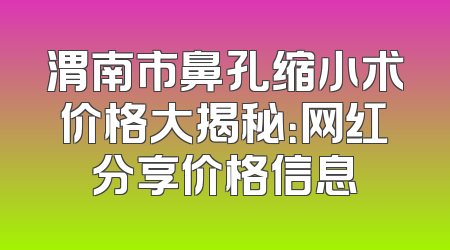 渭南市鼻孔缩小术价格大揭秘：网红分享价格信息