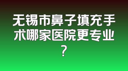 无锡市鼻子填充手术哪家医院更专业？