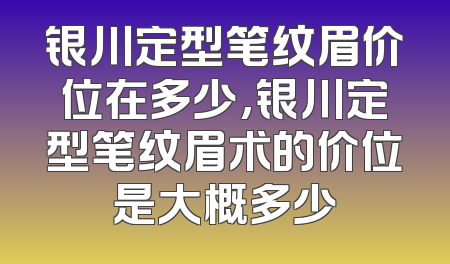 银川定型笔纹眉价位在多少,银川定型笔纹眉术的价位是大概多少