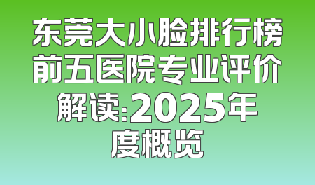 东莞大小脸排行榜前五医院专业评价解读：2025年度概览