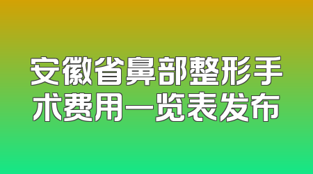 安徽省鼻部整形手术费用一览表发布