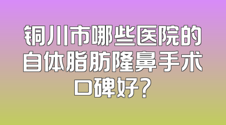 铜川市哪些医院的自体脂肪隆鼻手术口碑好？