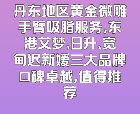 丹东地区黄金微雕手臂吸脂服务，东港艾梦、日升、宽甸迟新嫒三大品牌口碑卓越，值得推荐