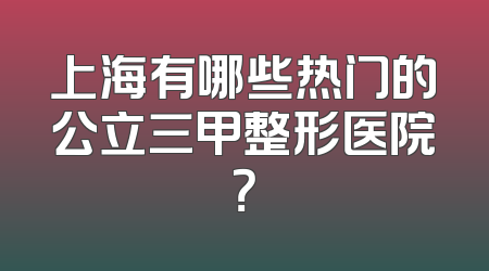上海有哪些热门的公立三甲整形医院？