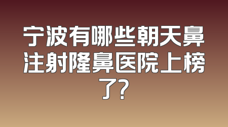 宁波有哪些朝天鼻注射隆鼻医院上榜了？