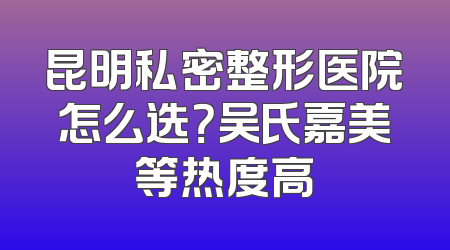 昆明私密整形医院怎么选？吴氏嘉美等热度高