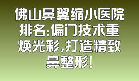 佛山鼻翼缩小医院排名：偏门技术重焕光彩，打造精致鼻整形！