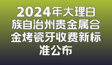 2024年大理白族自治州贵金属合金烤瓷牙收费新标准公布