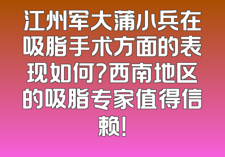 江州军大蒲小兵在吸脂手术方面的表现如何？西南地区的吸脂专家值得信赖！
