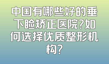 中国有哪些好的垂下睑矫正医院？如何选择优质整形机构？