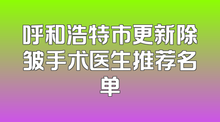 呼和浩特市更新除皱手术医生推荐名单