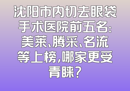 沈阳市内切去眼袋手术医院前五名：美莱、腾采、名流等上榜，哪家更受青睐？