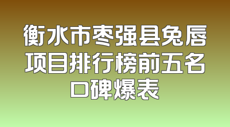 衡水市枣强县兔唇项目排行榜前五名口碑爆表