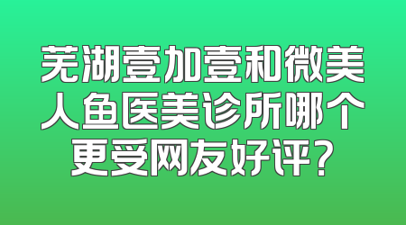 芜湖壹加壹和微美人鱼医美诊所哪个更受网友好评？