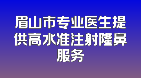 眉山市专业医生提供高水准注射隆鼻服务