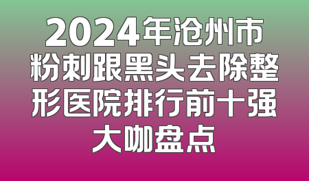 2024年沧州市粉刺跟黑头去除整形医院排行前十强大咖盘点