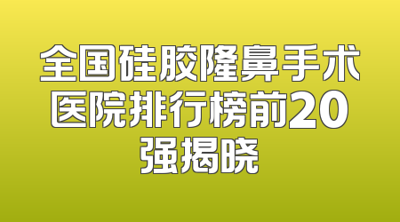 全国硅胶隆鼻手术医院排行榜前20强揭晓