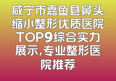 咸宁市嘉鱼县鼻头缩小整形优质医院TOP9综合实力展示，专业整形医院推荐
