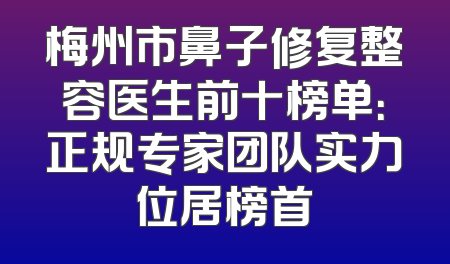 梅州市鼻子修复整容医生前十榜单：正规专家团队实力位居榜首
