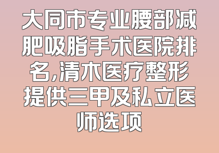大同市专业腰部减肥吸脂手术医院排名，清木医疗整形提供三甲及私立医师选项