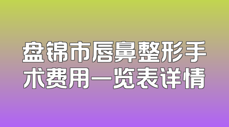 盘锦市唇鼻整形手术费用一览表详情