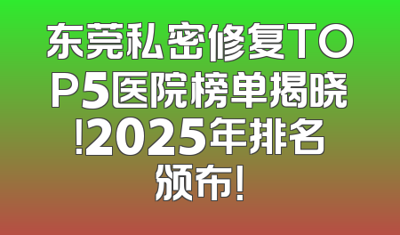 东莞私密修复TOP5医院榜单揭晓！2025年排名颁布！