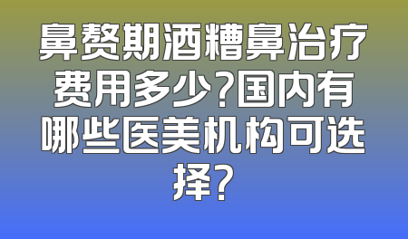 鼻赘期酒糟鼻治疗费用多少？国内有哪些医美机构可选择？