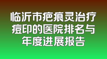 临沂市疤痕灵治疗痘印的医院排名与年度进展报告