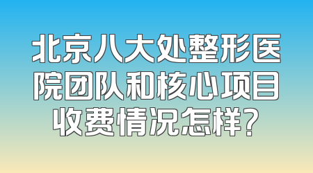 北京八大处整形医院团队和核心项目收费情况怎样？