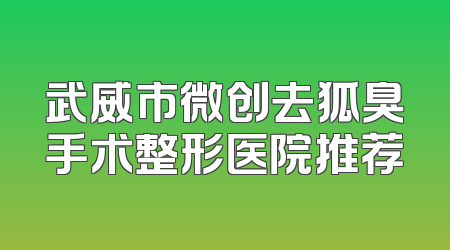 武威市微创去狐臭手术整形医院推荐